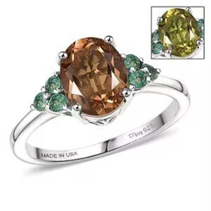 Autumn Alexite and Kagem Zambian Emerald Art Deco Ring